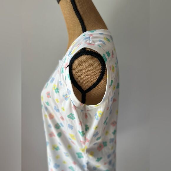 Vintage 70s Lucky Tops Multicolor Floral & White Sleeveless Top - Picture 6 of 13